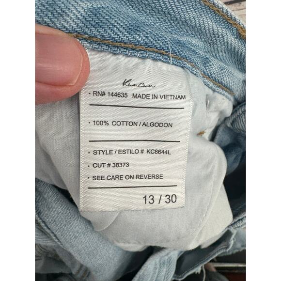 Kancan Delta Mid Rise Boyfriend Jeans Junior 13 Blue Light Wash Denim Distressed - Picture 8 of 11